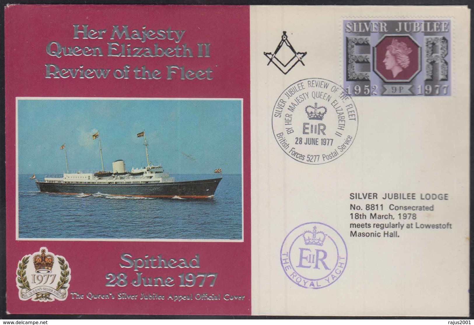 Review Of The Fleet, Ship, Spithead Lodge No 6719,  Freemasonry, Masonic Cover 1977 Great Britain - Freemasonry