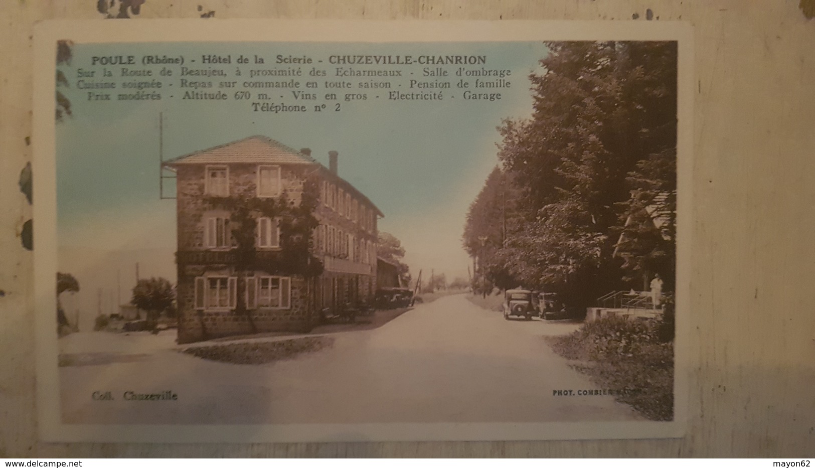 69 - CPA Animée ++ POULE (Rhône) - Hôtel De La Scierie - CHUZEVILLE-CHANRION (vieille Voiture, Carte Couleur) - Otros & Sin Clasificación