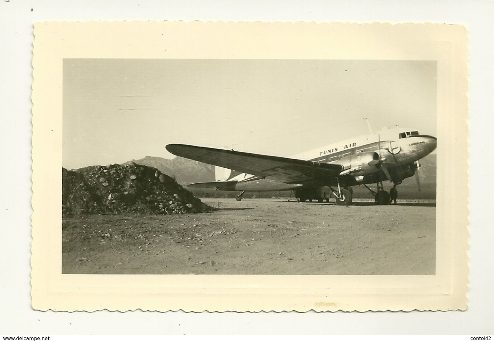 20 CALVI PHOTOGRAPHIE 1956  AVION COMPAGNIE TUNIS AIR AVIATION CORSE - Aviation