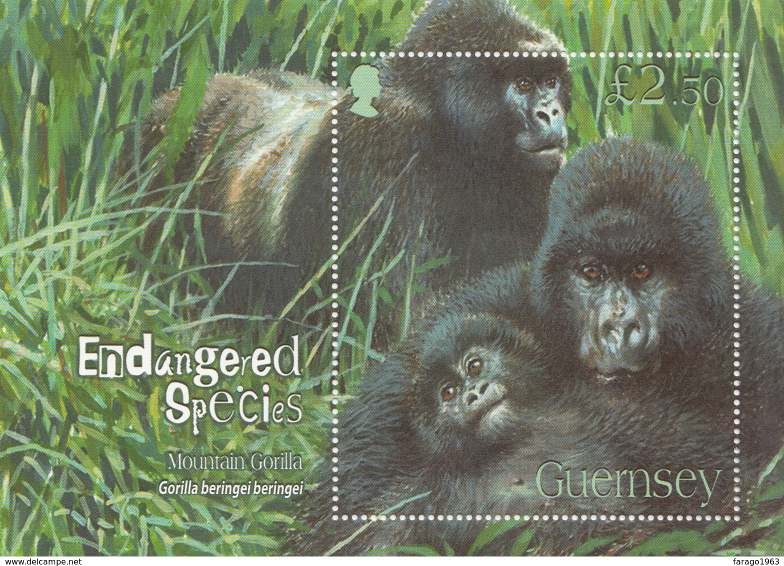 2007 Guernsey Gorillas  Souvenir Sheet MNH @ BELOW FACE VALUE - Gorillas