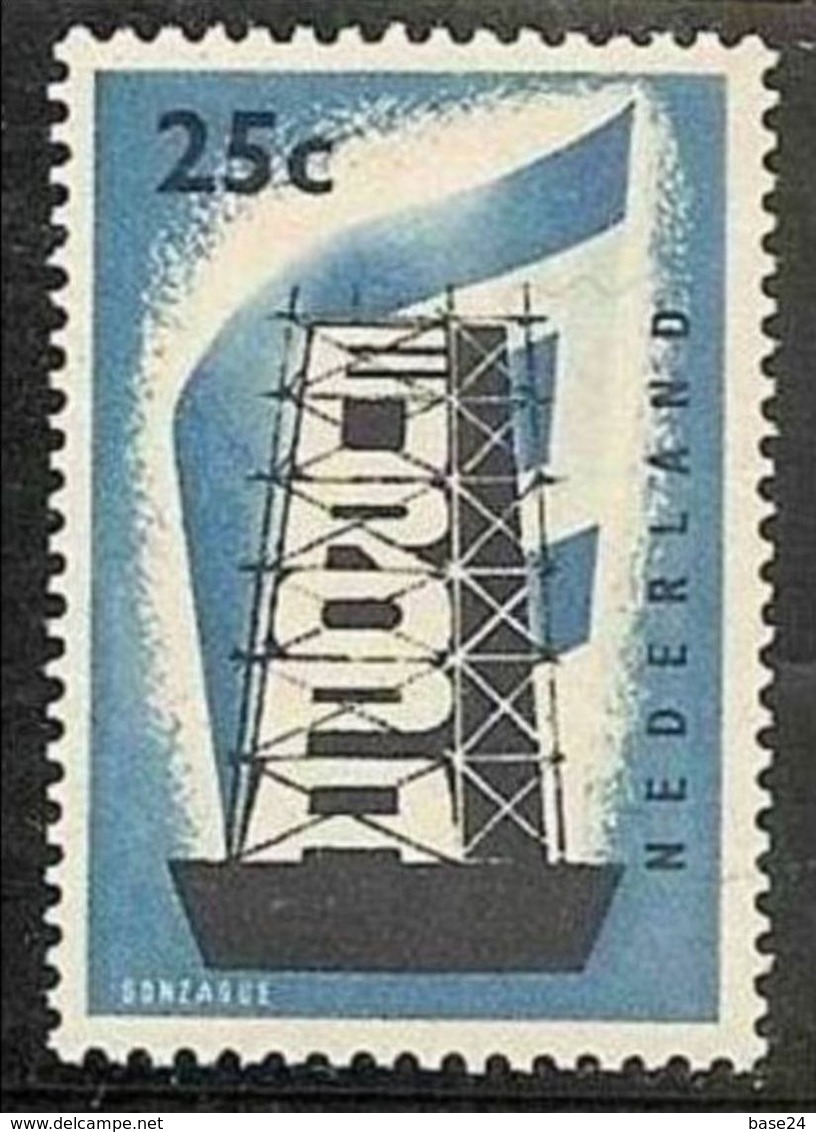 1956 Olanda Holland Nederland EUROPA CEPT EUROPE 25c. Azzurro MNH** TORRE TOWER - 1956