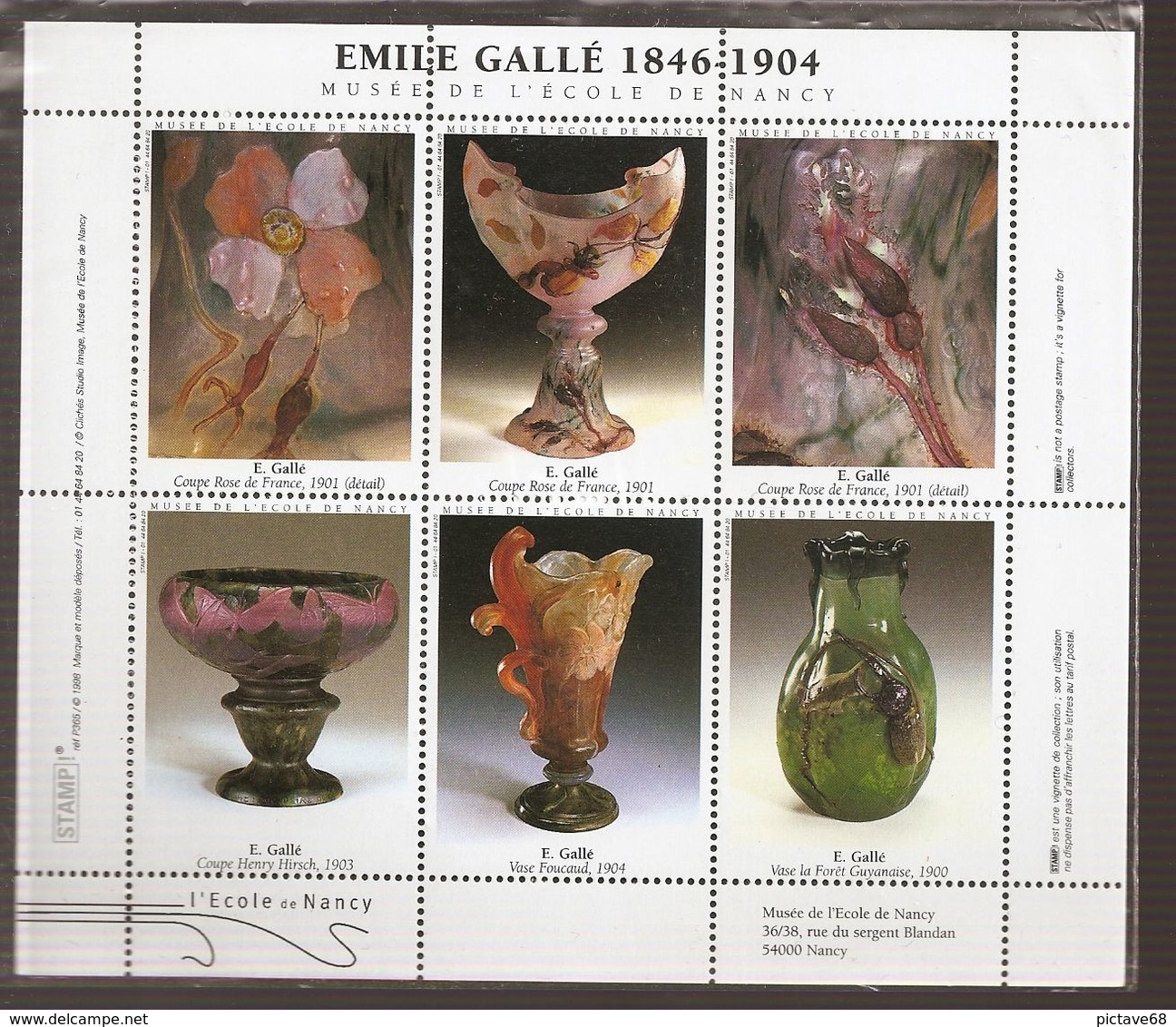 TRES BEAU BLOC  DE 6 VIGNETTES  ECOLE DE NANCY ART NOUVEAU EMILE GALLE 1846-1904 - Other & Unclassified