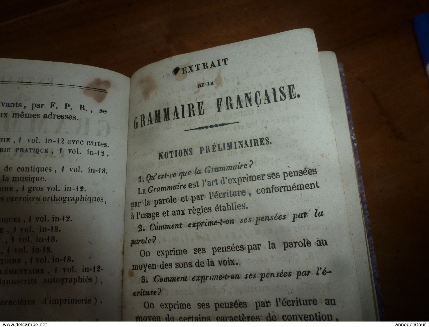 1850 EXTRAIT De GRAMMAIRE De Poche ,indispensable,pratique, Pour Tous Et Toutes, Orientés Vers Une Carrière De LETTRES - 18 Ans Et Plus