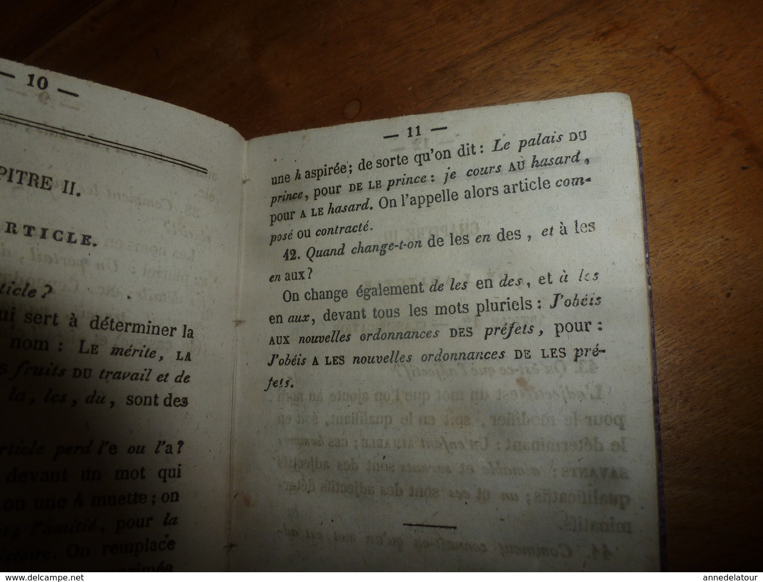 1850 EXTRAIT de GRAMMAIRE de poche ,indispensable,pratique, pour tous et toutes, orientés vers une carrière de LETTRES