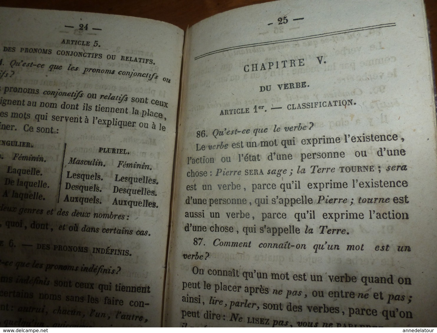 1850 EXTRAIT de GRAMMAIRE de poche ,indispensable,pratique, pour tous et toutes, orientés vers une carrière de LETTRES