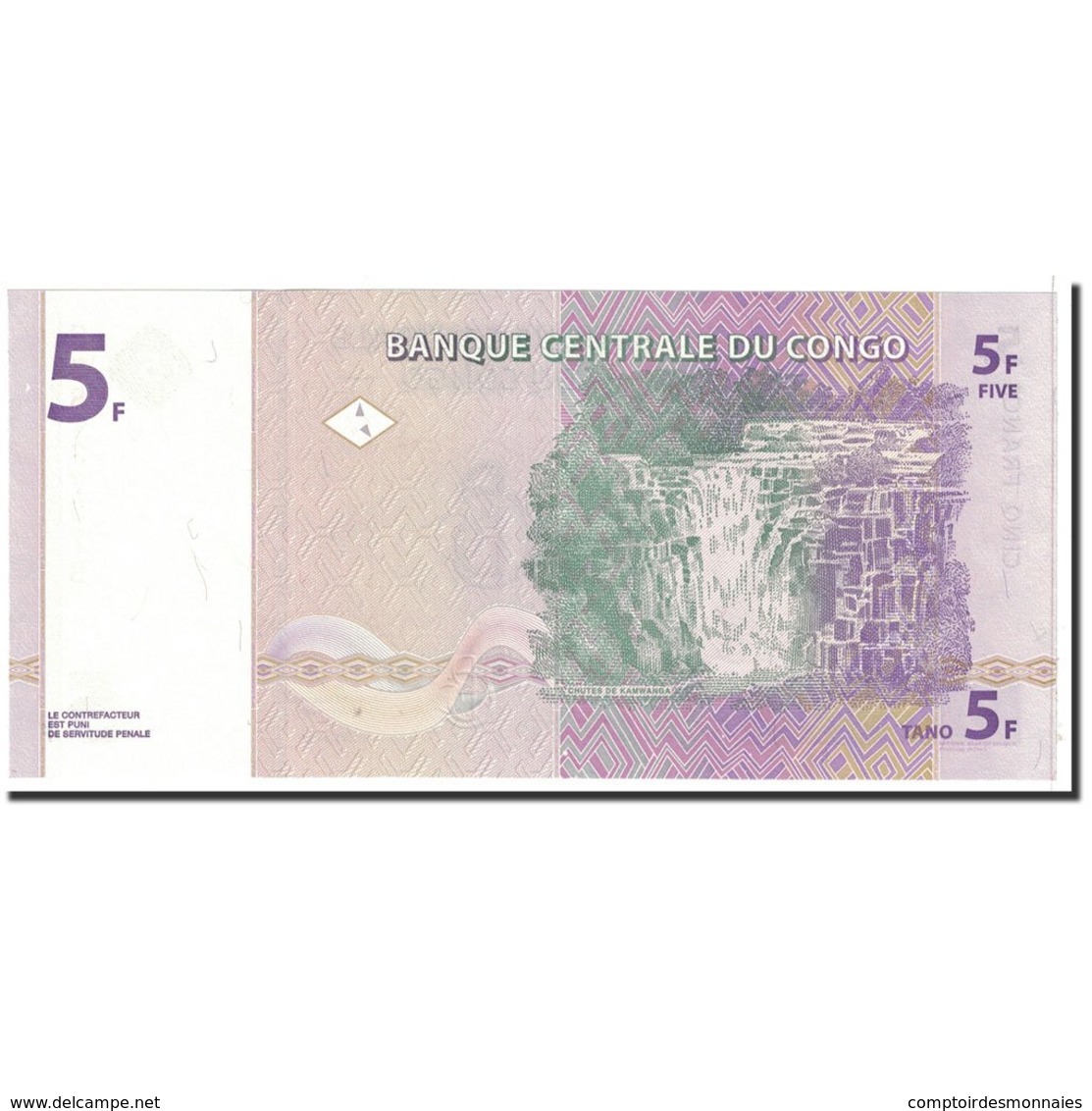 Billet, Congo Democratic Republic, 5 Francs, 1997, 1997-11-01, KM:86a, NEUF - Democratische Republiek Congo & Zaire