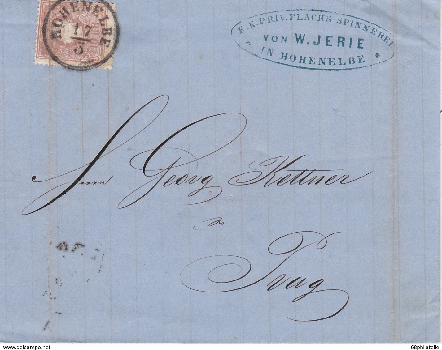 AUTRICHE  LETTRE DE HOHENELBE 1860 - Briefe U. Dokumente