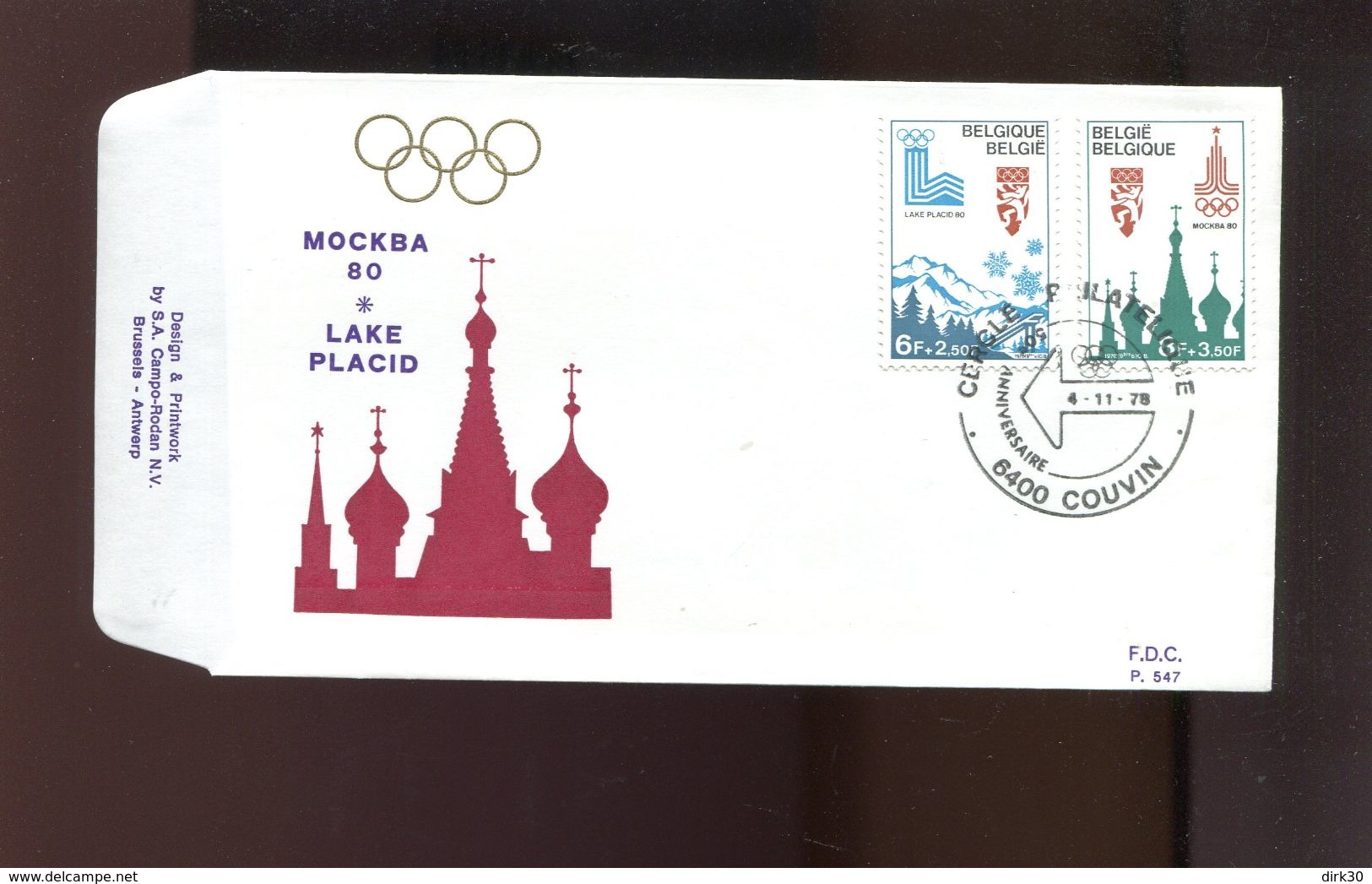 Belgie 1913/14 1978 Olympics Moscow Lake Placid Russia Usa FDC - 1971-1980