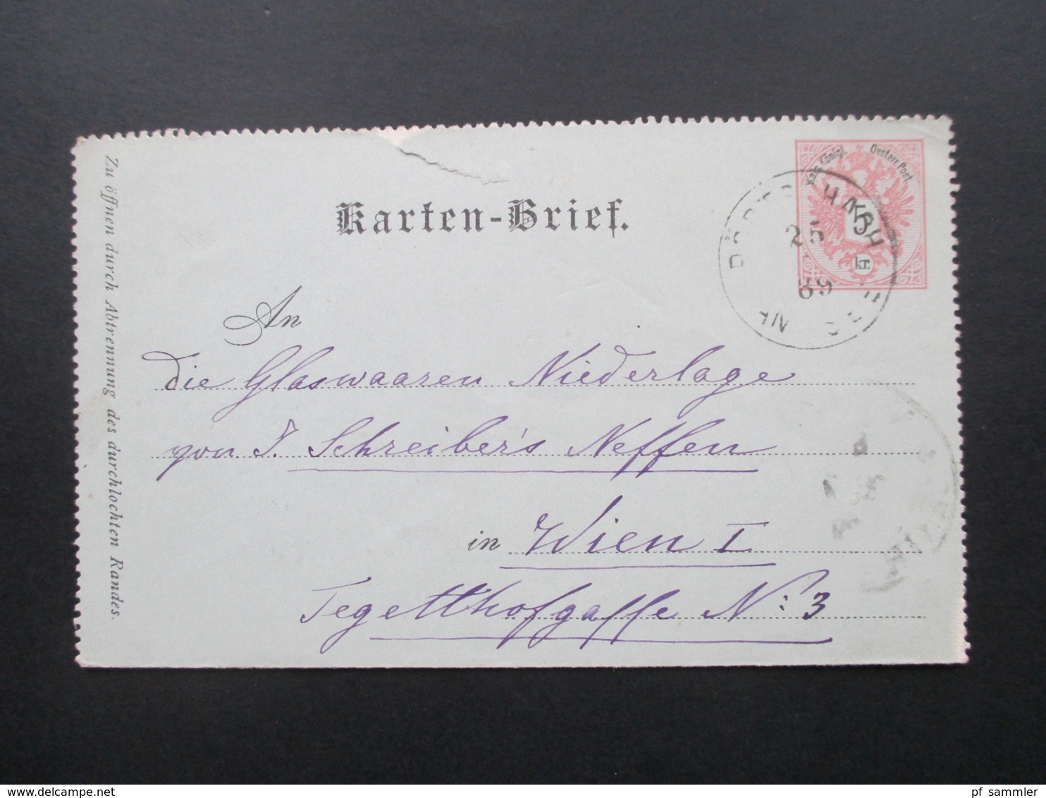 Österreich 1889 Kartenbrief. Pöstschach Am See Kärnthen Nach Wien Mit AK Stempel Wien Central - Briefe U. Dokumente