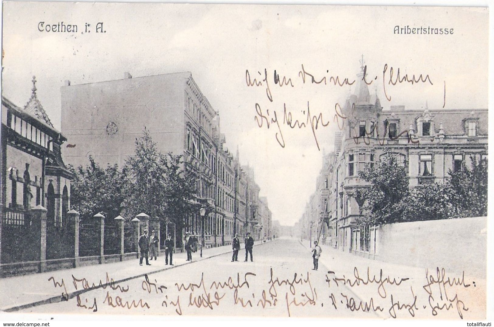 COETHEN Köthen Anhalt Aribertstrasse Belebt 19.07.1909 Gelaufen - Köthen (Anhalt)