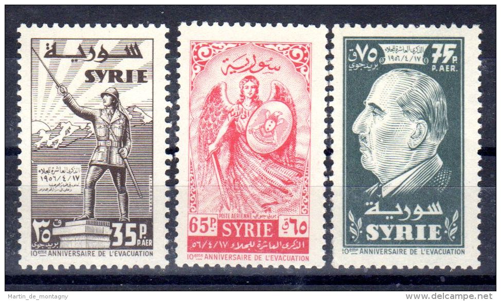 1956; 10e Anniversaire De L'evacuation Des Troupes Etangéres, Michel No 683-685; Neuf **, Lot 49694 - Siria