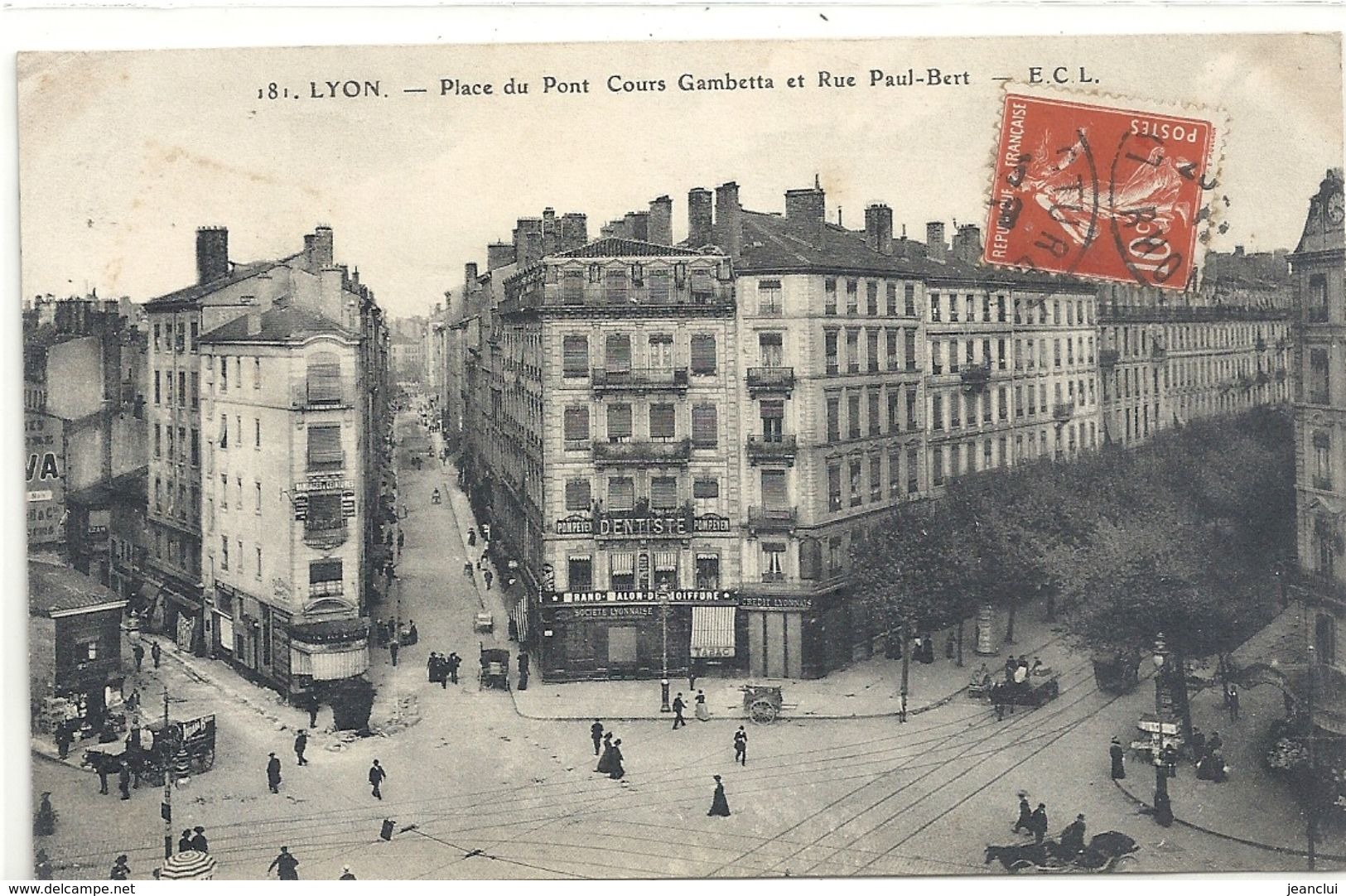 181. LYON . PLACE DU PONT . CARTE TRES ANIMEE AFFR LE 25-9-1912 SUR RECTO - Lyon 3