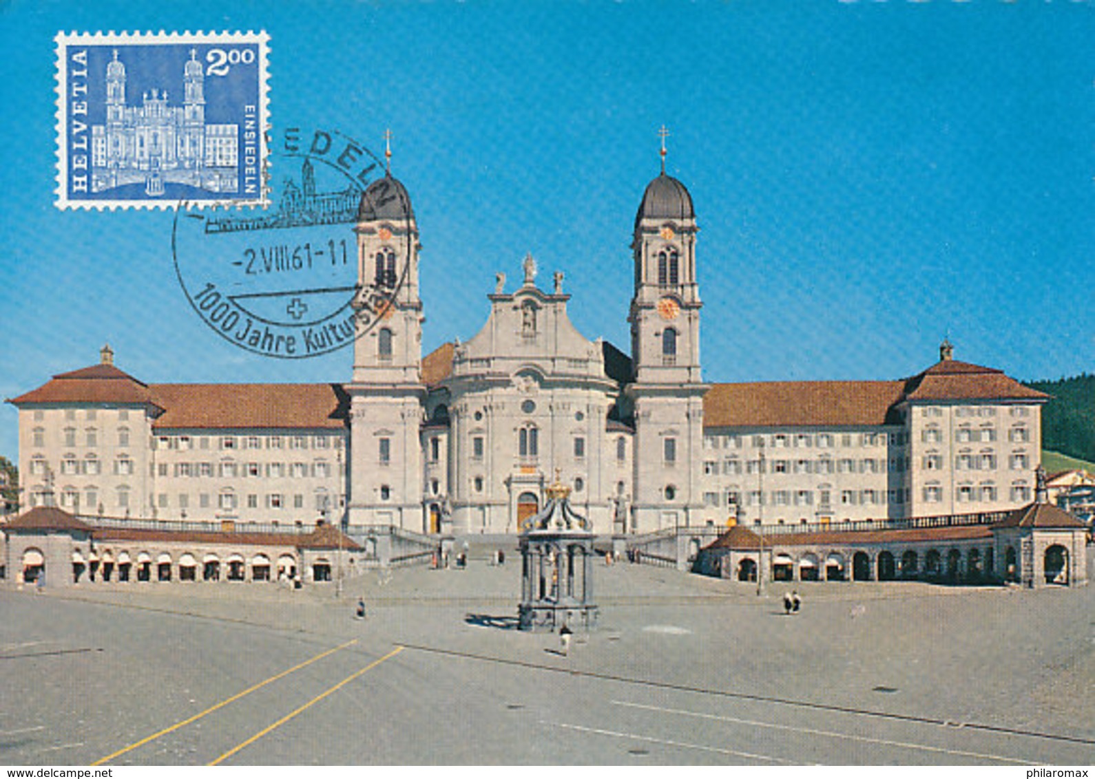 D33179 CARTE MAXIMUM CARD TRIPLE 1961 SWITZERLAND - MONASTERY EINSIEDELN KLOSTER CP ORIGINAL - Abbeys & Monasteries