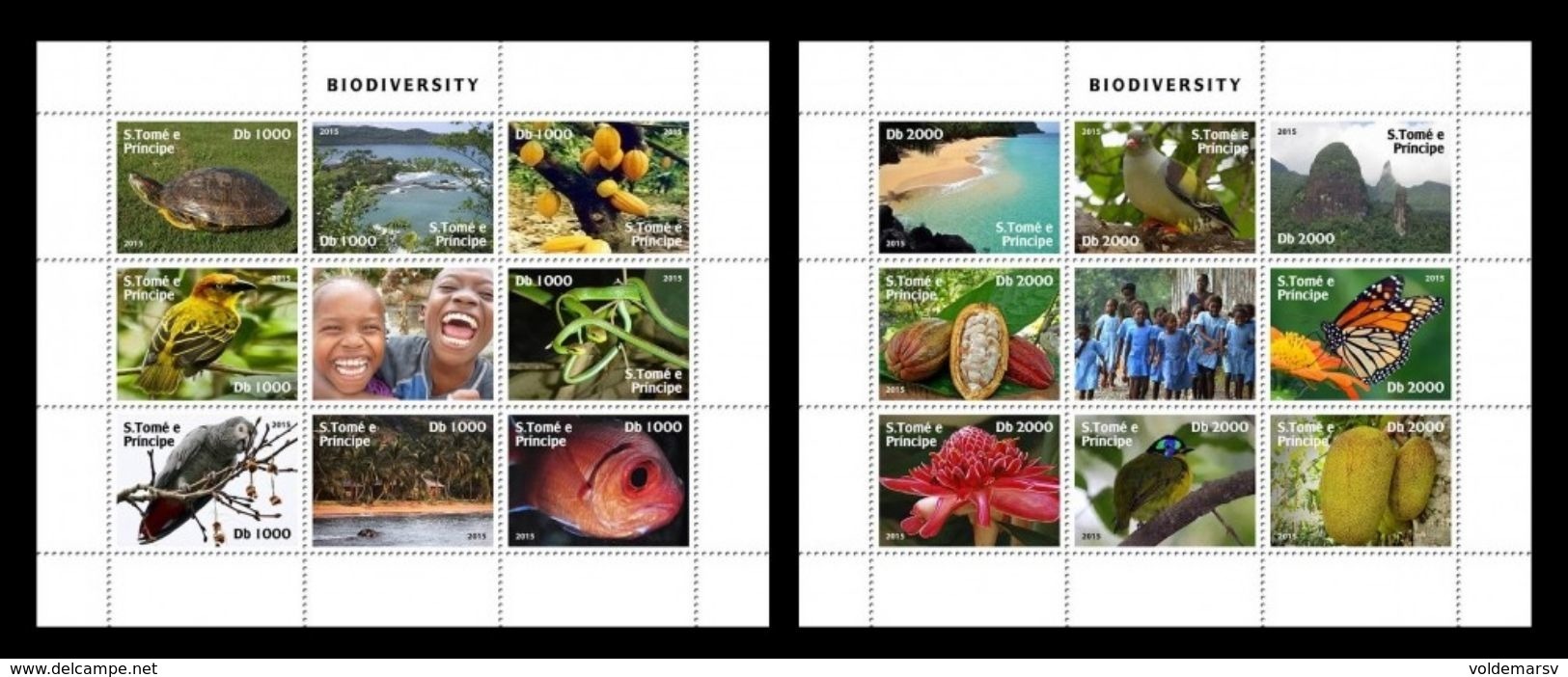 Sao Tome And Principe 2016 Mih. 6500/15 Biodiversity. Flora And Fauna. Birds. Fishes. Butterfly. Snakes. Flowers MNH ** - Sao Tome And Principe