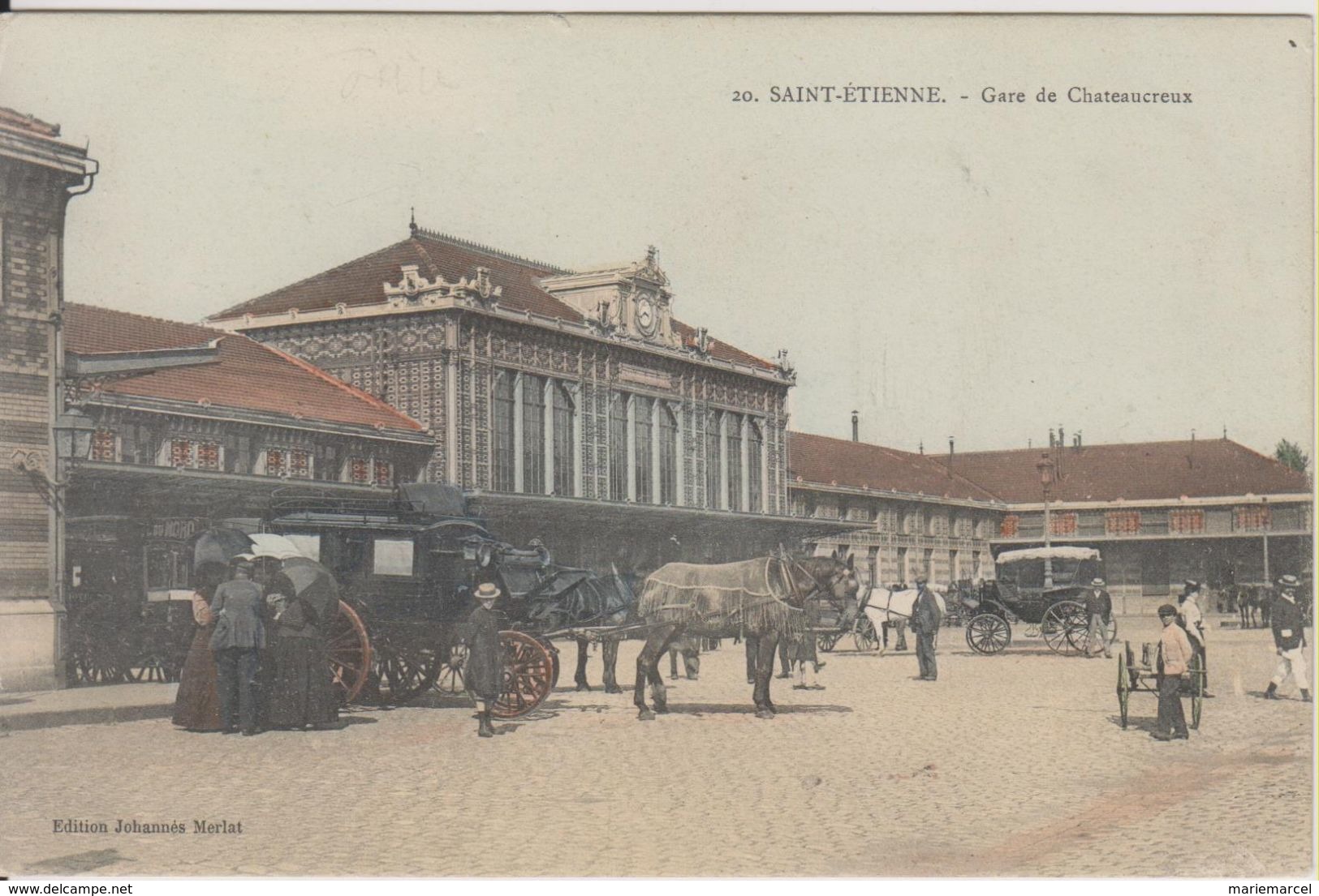 D42 - SAINT ETIENNE - GARE DE CHATEAUCREUX - (CALECHE-ENFANT AVEC UNE CHARRETTE) - PRECURSEUR - CARTE COLORISEE - Saint Etienne