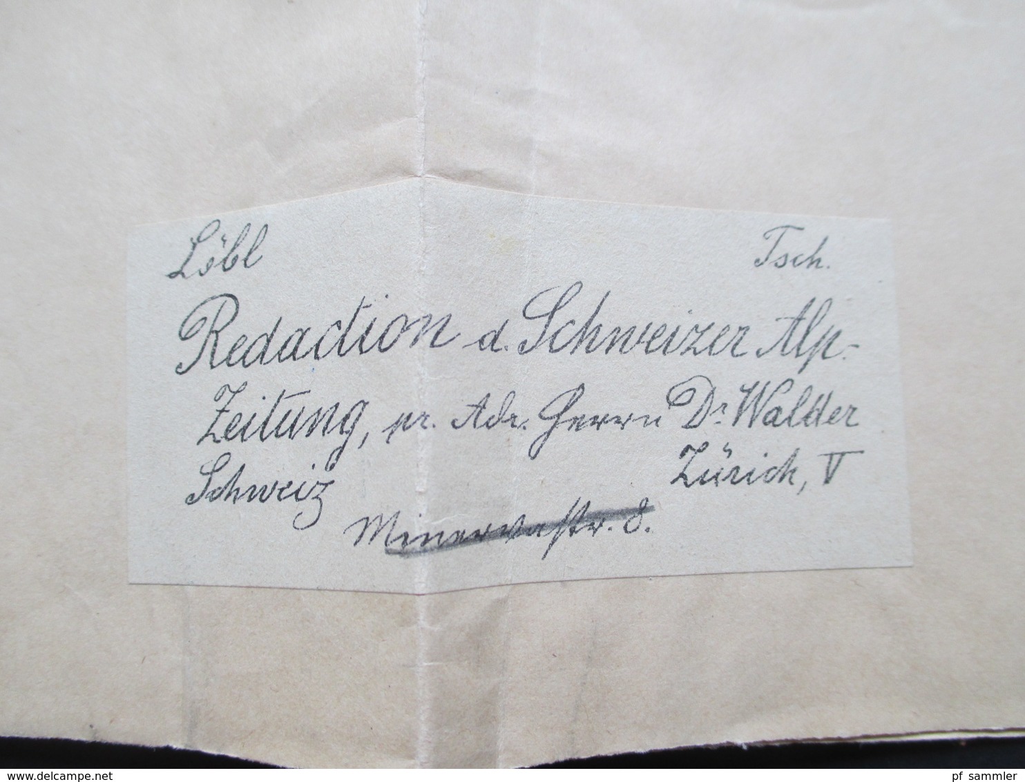 Österreich 1910 Streifbänder / Privatgansachen 2 Stück. An Die Redaction D. Schweizer Alpen Zeitung Zürich - Briefe U. Dokumente