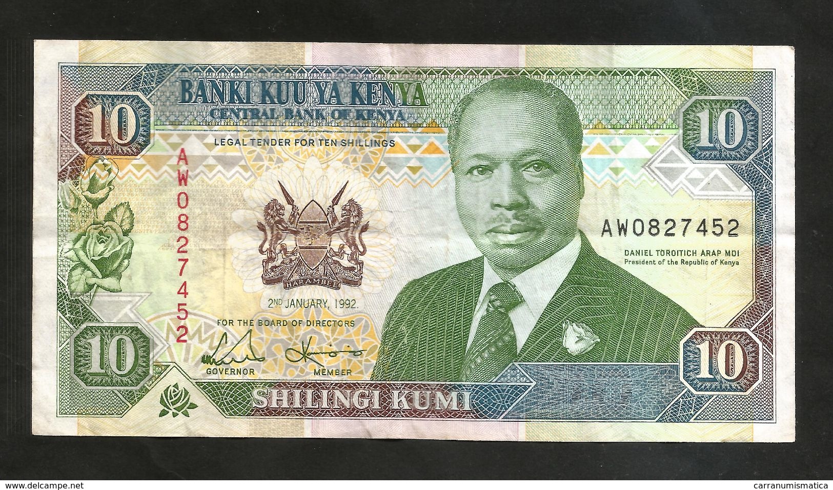 KENYA - CENTRAL BANK Of KENYA - 10 SHILLINGS (1992) - D. TOROITICH ARAP MOI - Kenia