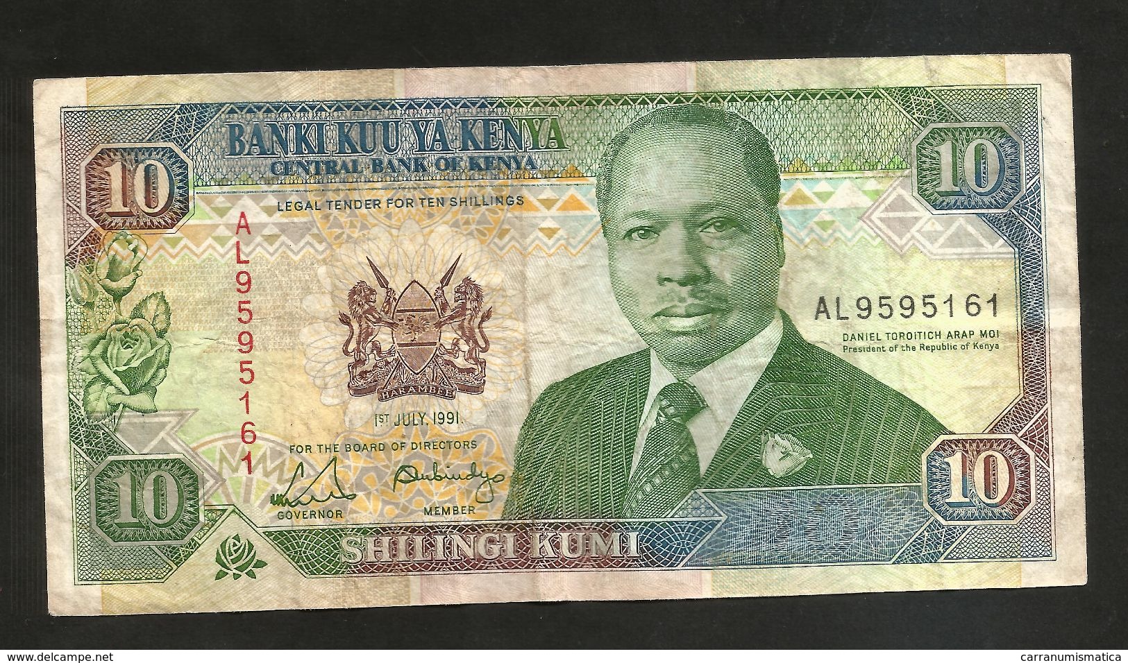 KENYA - CENTRAL BANK Of KENYA - 10 SHILLINGS (1991) - D. TOROITICH ARAP MOI - Kenia