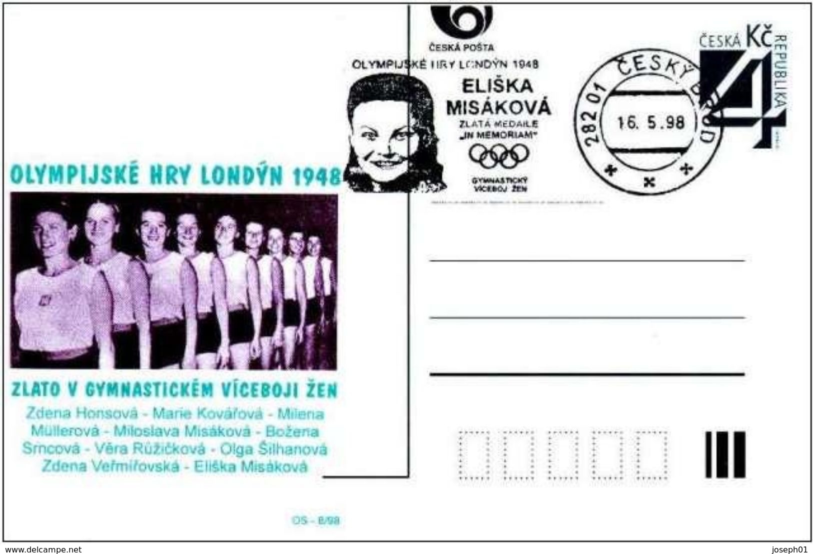 Czech Republic (98-08) - Czech Olympic Winner Gymnastic Olympic Games 1948 - Postcard - Summer 1948: London