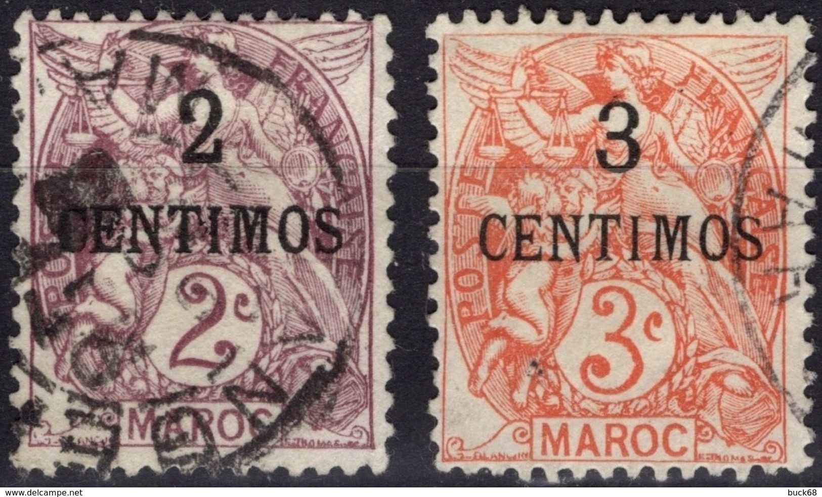 MAROC   21 22 (o) Type Blanc Surcharge CENTIMOS (CV 2,8 €) - Oblitérés