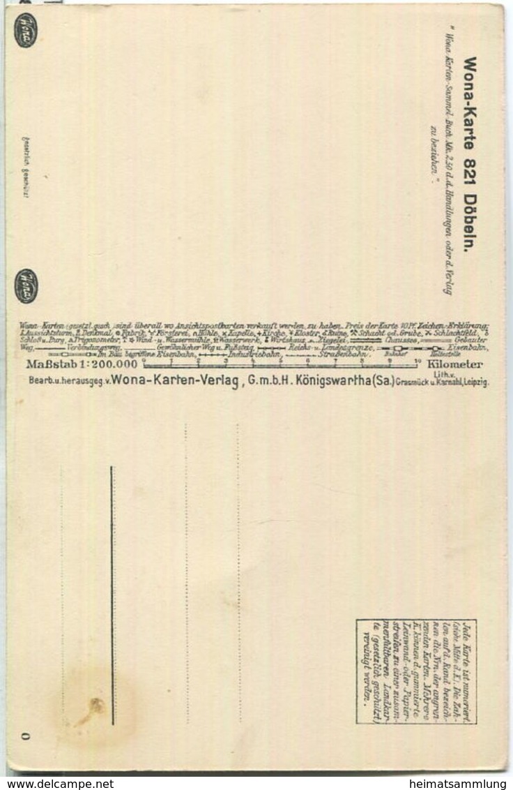 Wona-Landkarten-Ansichtskarte 821 - Döbeln - Verlag Wona Königswartha - Doebeln