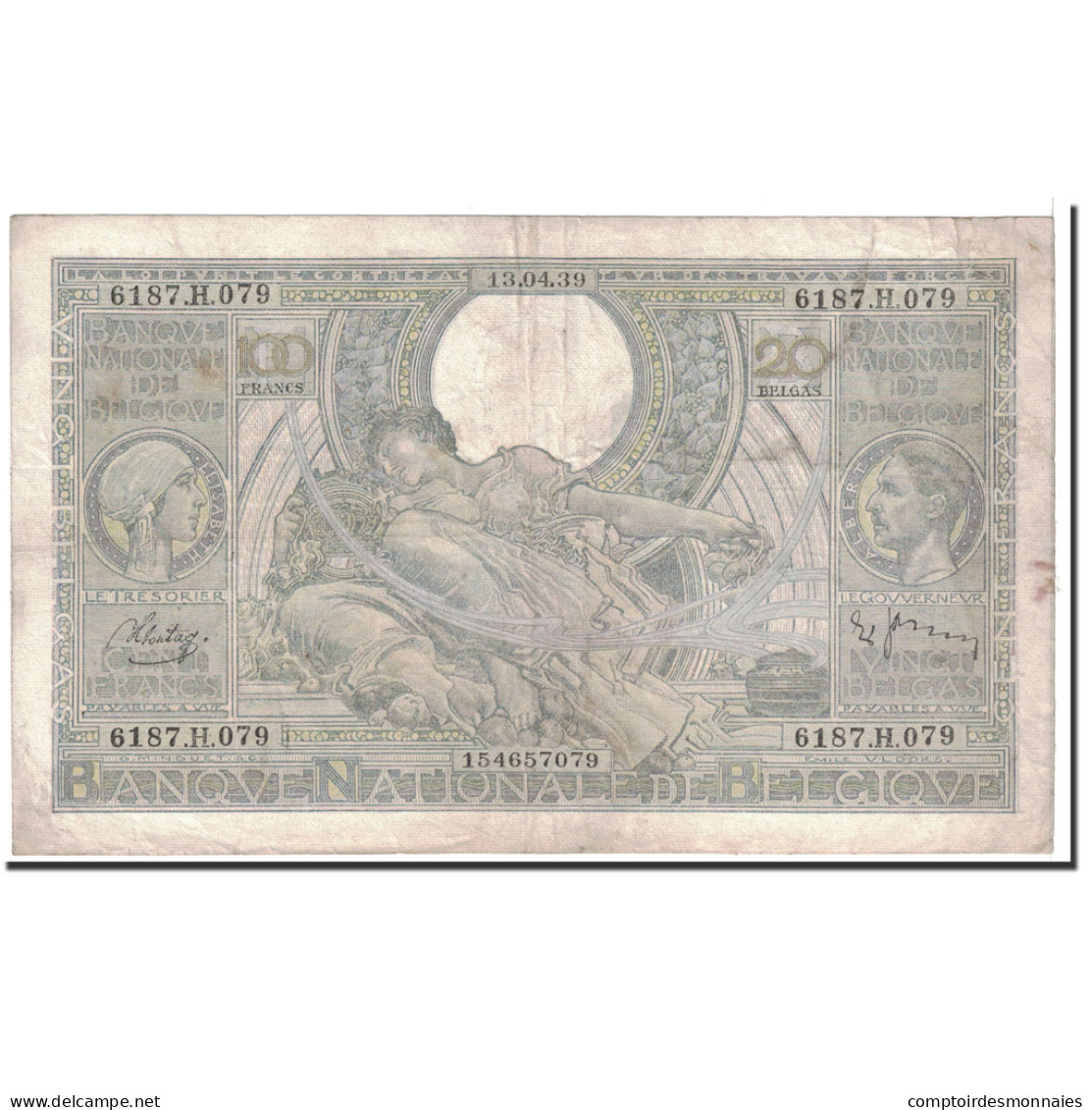 Billet, Belgique, 100 Francs-20 Belgas, 1939, 1939-04-13, KM:107, TB - 100 Francos & 100 Francos-20 Belgas