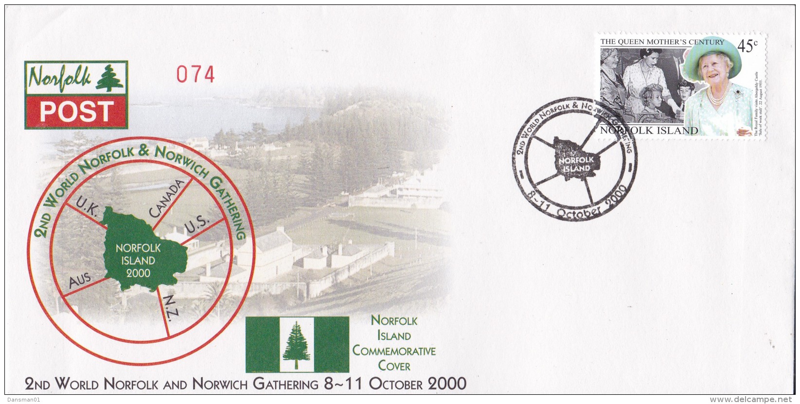 Norfolk Island 2000 Norwich Gathering FDC - Norfolk Island