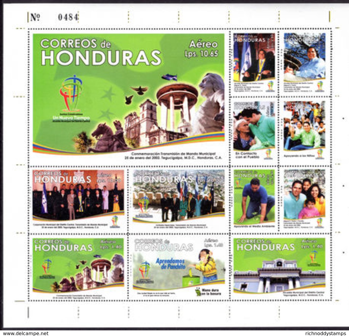 Honduras 2002 Miguel Pastor Sheetlet Unmounted Mint. - Honduras