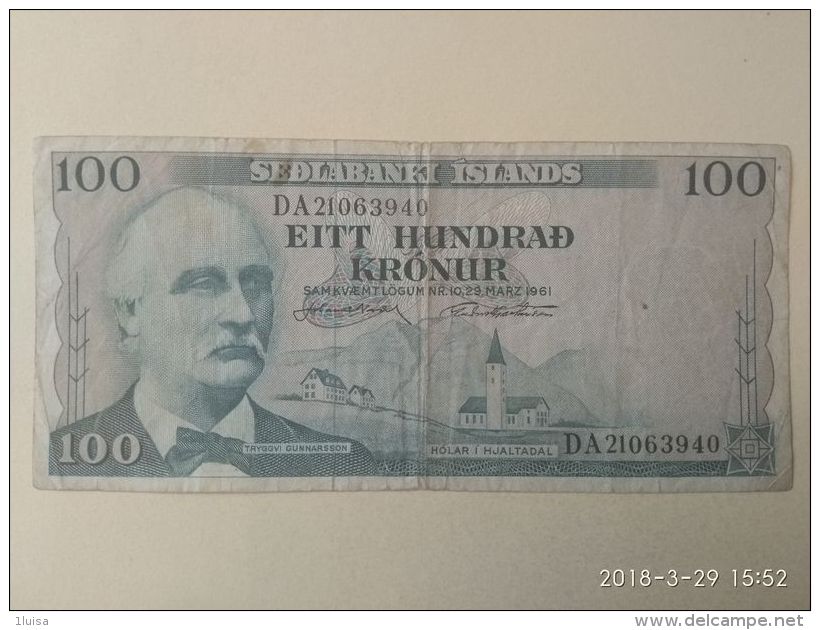 100 Kronur 1961 - Islande