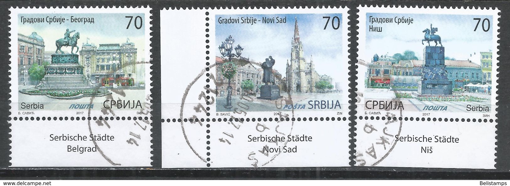 Serbia 2017. Scott #777-9 (U) Statues In Belgrade, Novi Sad And Nis  *Complete Set* - Serbie