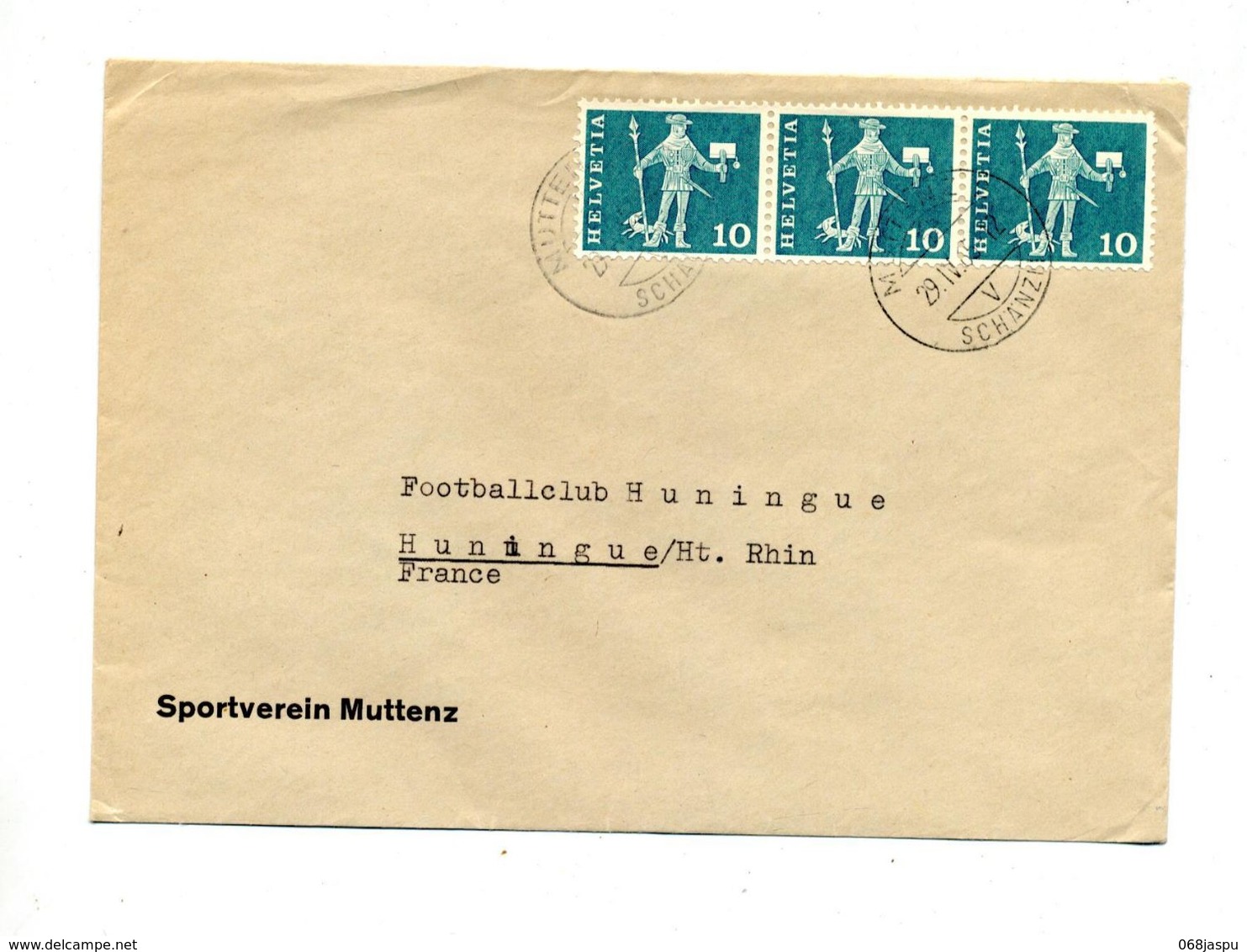 Lettre Cachet Muttenz Sur Mesager Entete Club Muttenz - Storia Postale