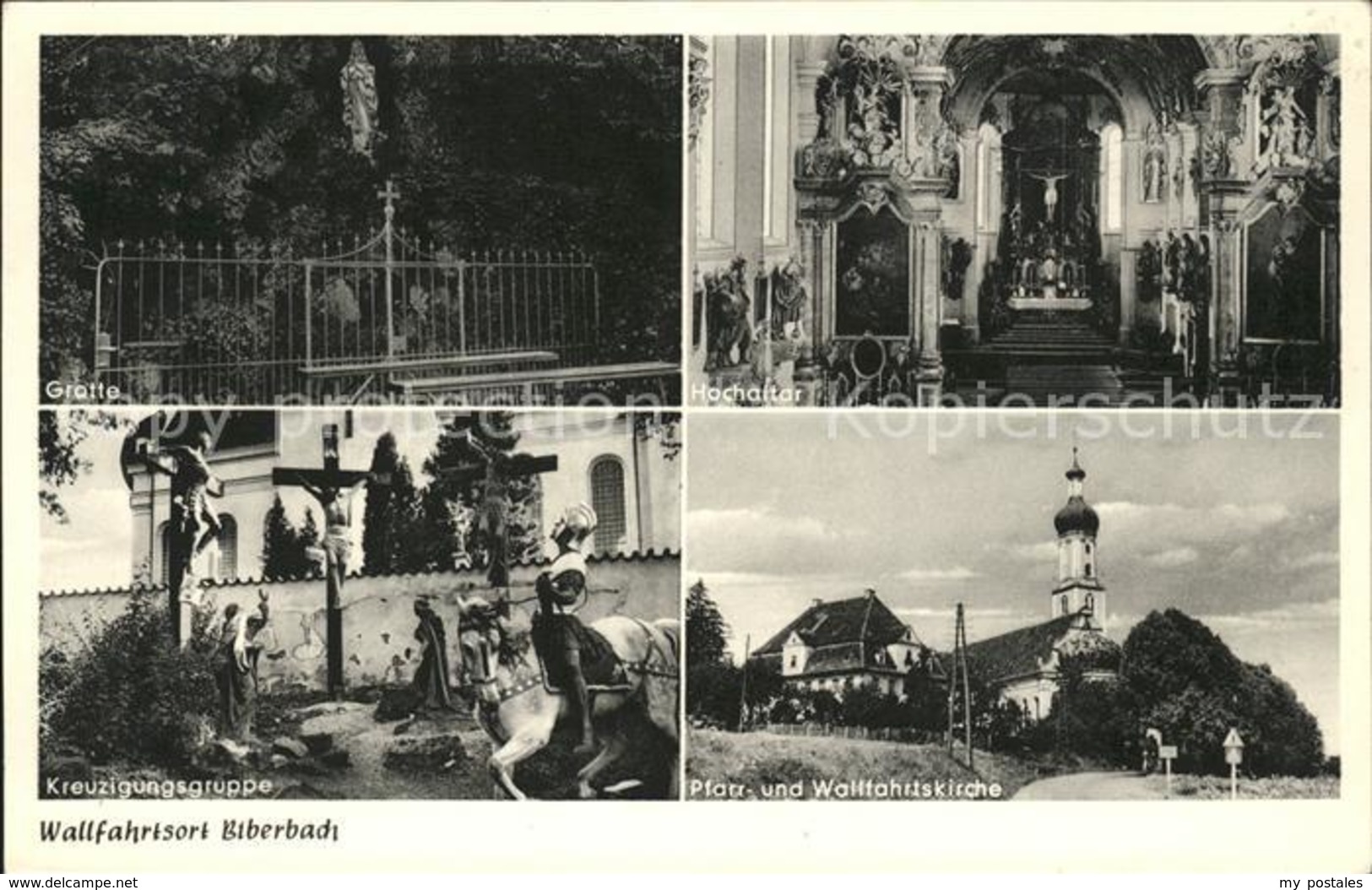 41573546 Biberach Riss Pfarr- Und Wallfahrtskirche Hochaltar Grotte Kreuzigungsg - Biberach