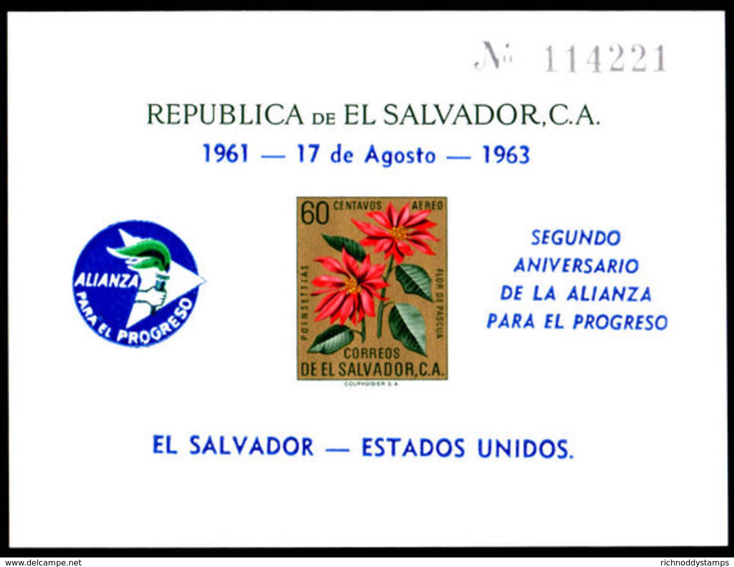 El Salvador 1963 Alliance For Progress Air Souvenir Sheet Unmounted Mint. - El Salvador