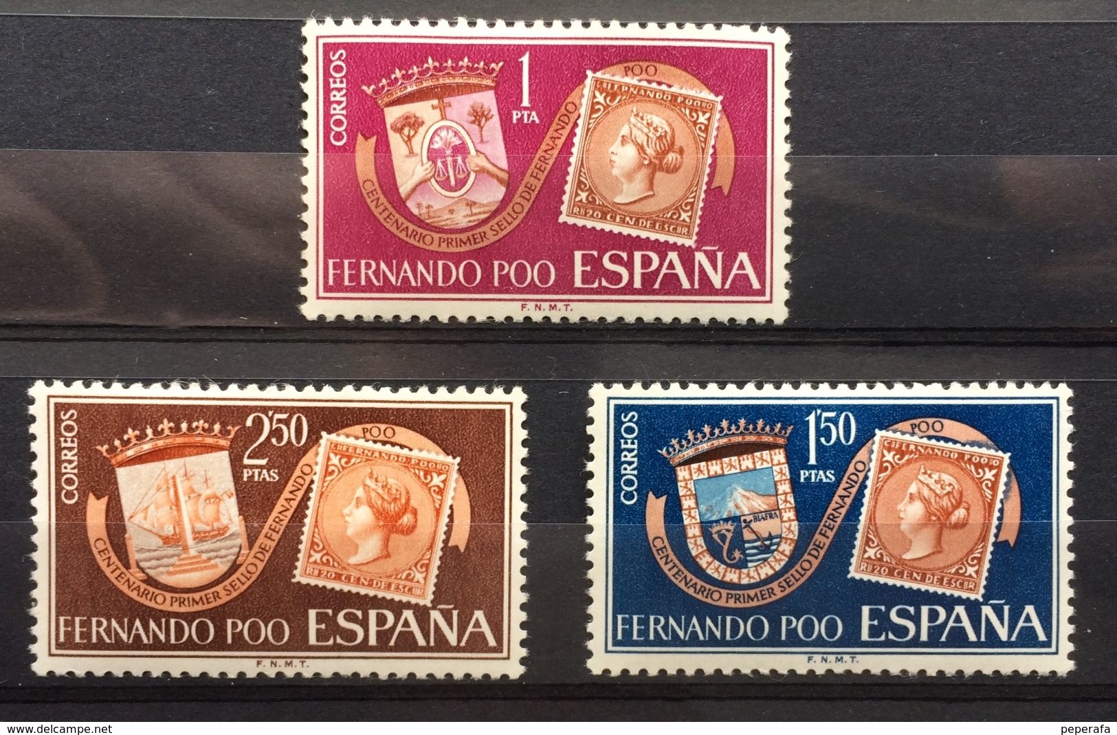 Spain, Spagne, España, Fernando Poo, 1968, Centenario Del Primer Sello De Fernado  Poo, (**) - Fernando Po
