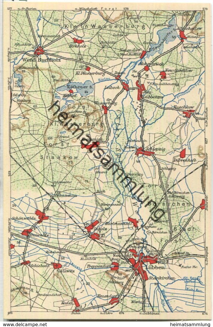 Wona-Landkarten-Ansichtskarte 626 - Lübben - Verlag Wona Königswartha - Luebben (Spreewald)