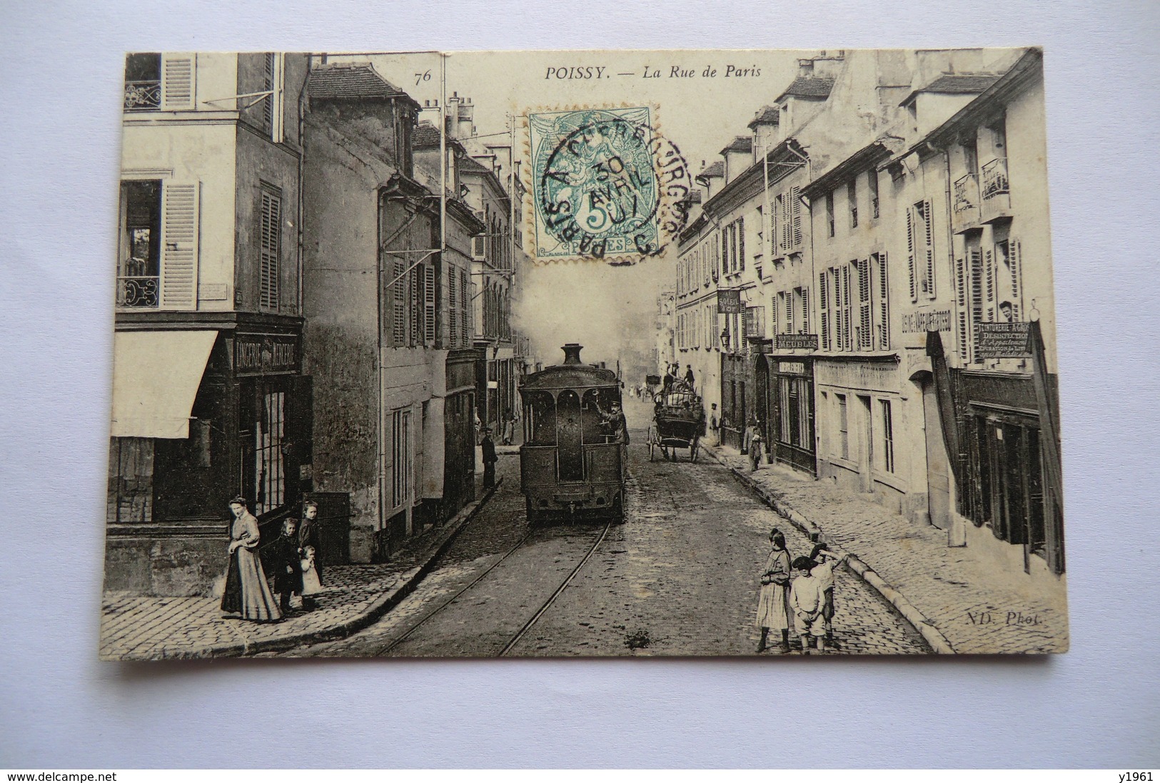 CPA 78 YVELINES POISSY. La Rue De Paris Tramway. Animée. RARE. TBE. 1907. - Poissy