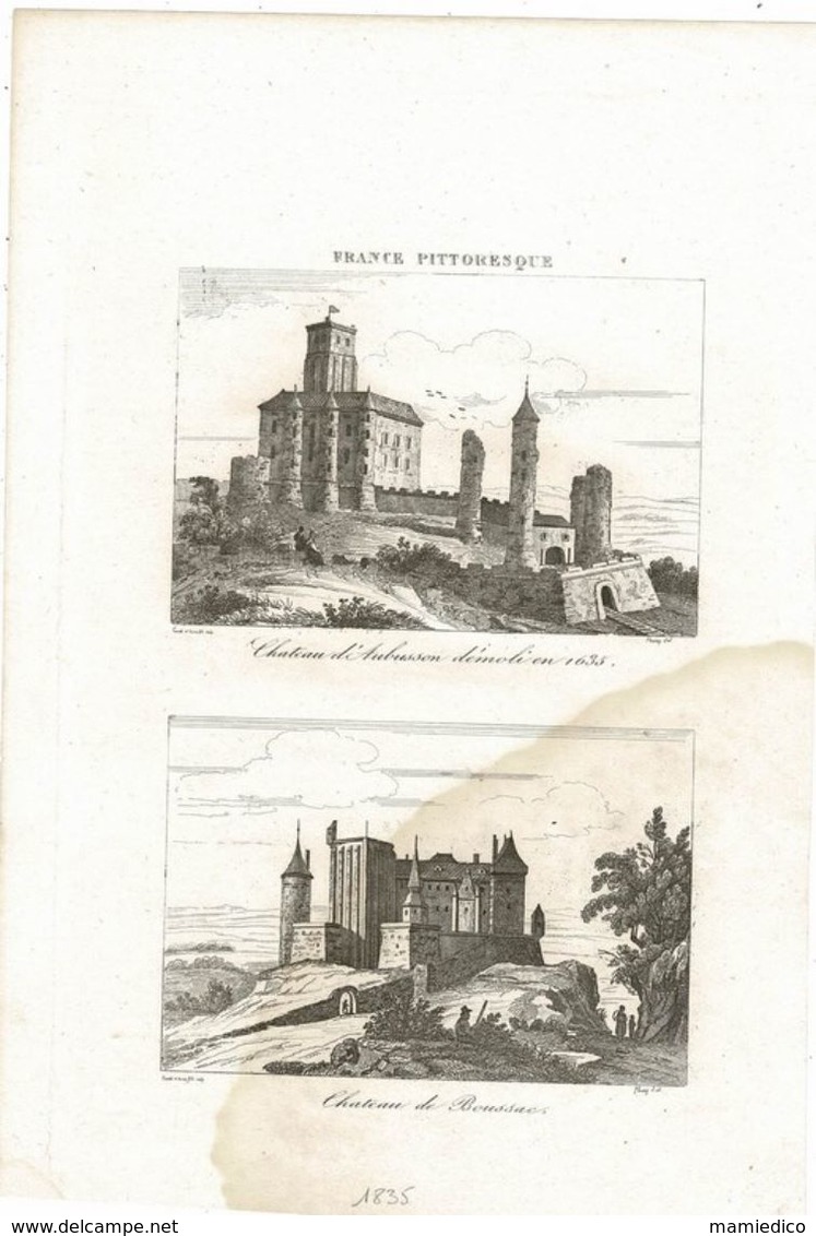 1835 La CREUSE & La CORREZE " La France Pittoresque" 14 Documents Illustrés Anciens. Voir Le Détail Sur Les Scans - Estampes & Gravures