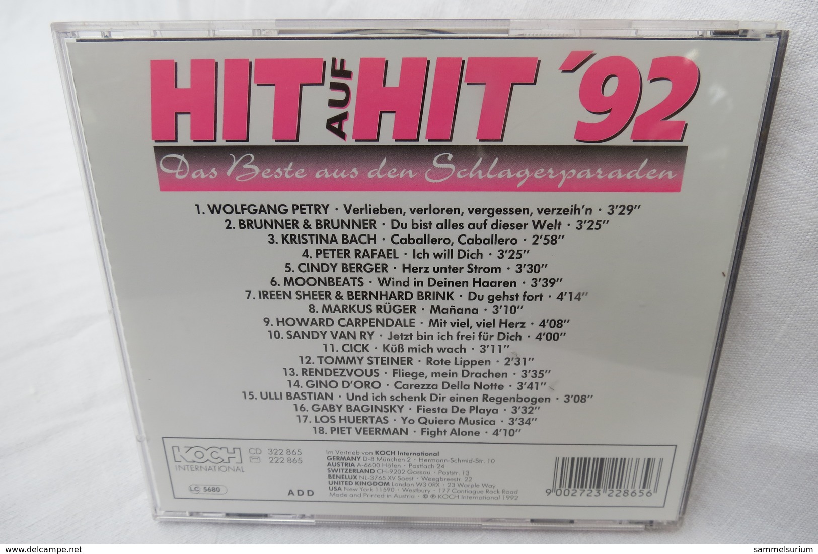 CD "Hit Auf Hit '92" Das Beste Aus Den Schlagerparaden - Hit-Compilations