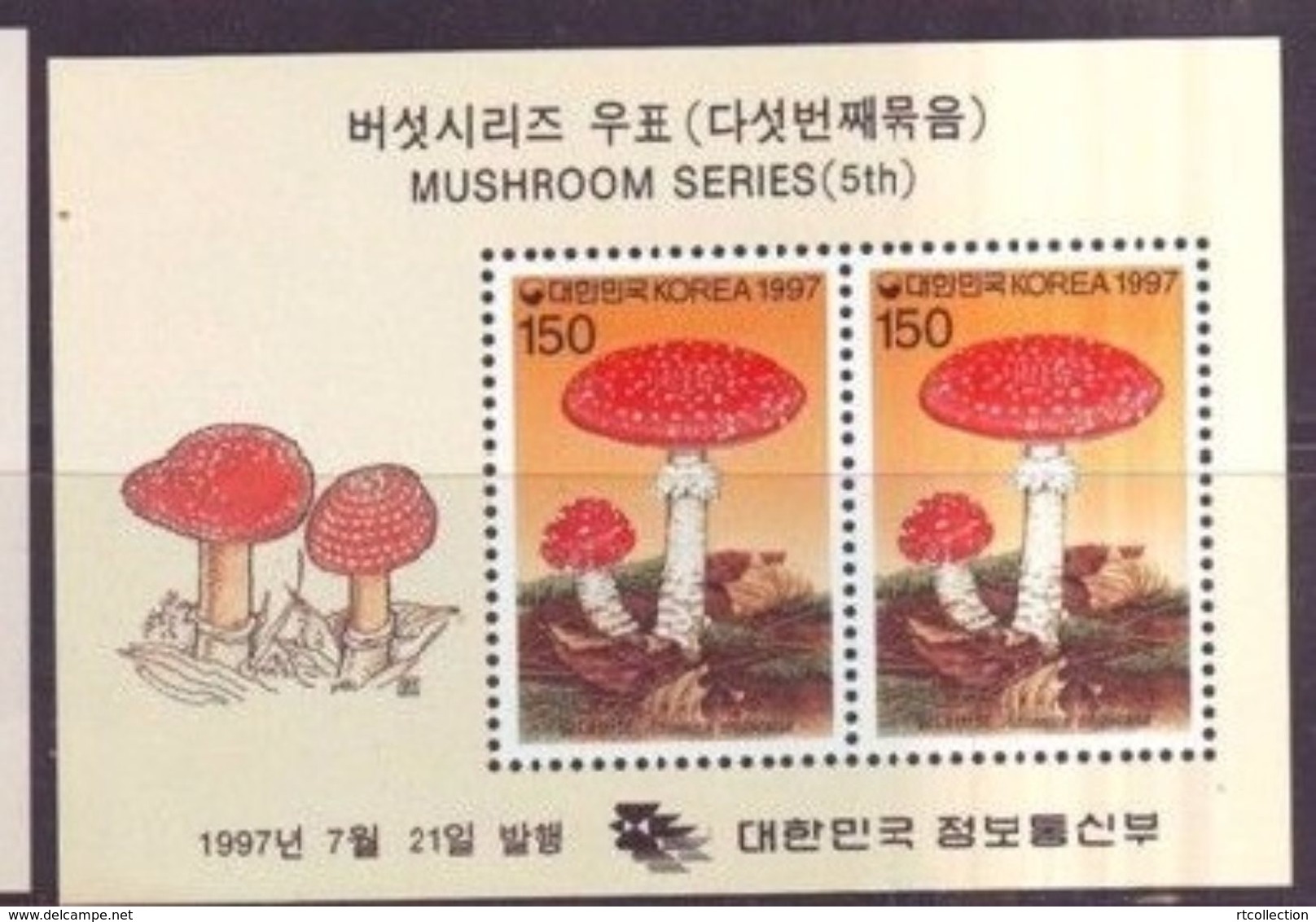 Korea 1997 M/S Plants Mushrooms Amanita Muscaria Fungi Plant Mushroom Nature CHAMPIGNONS Flora Stamps MNH (1) - Korea, South