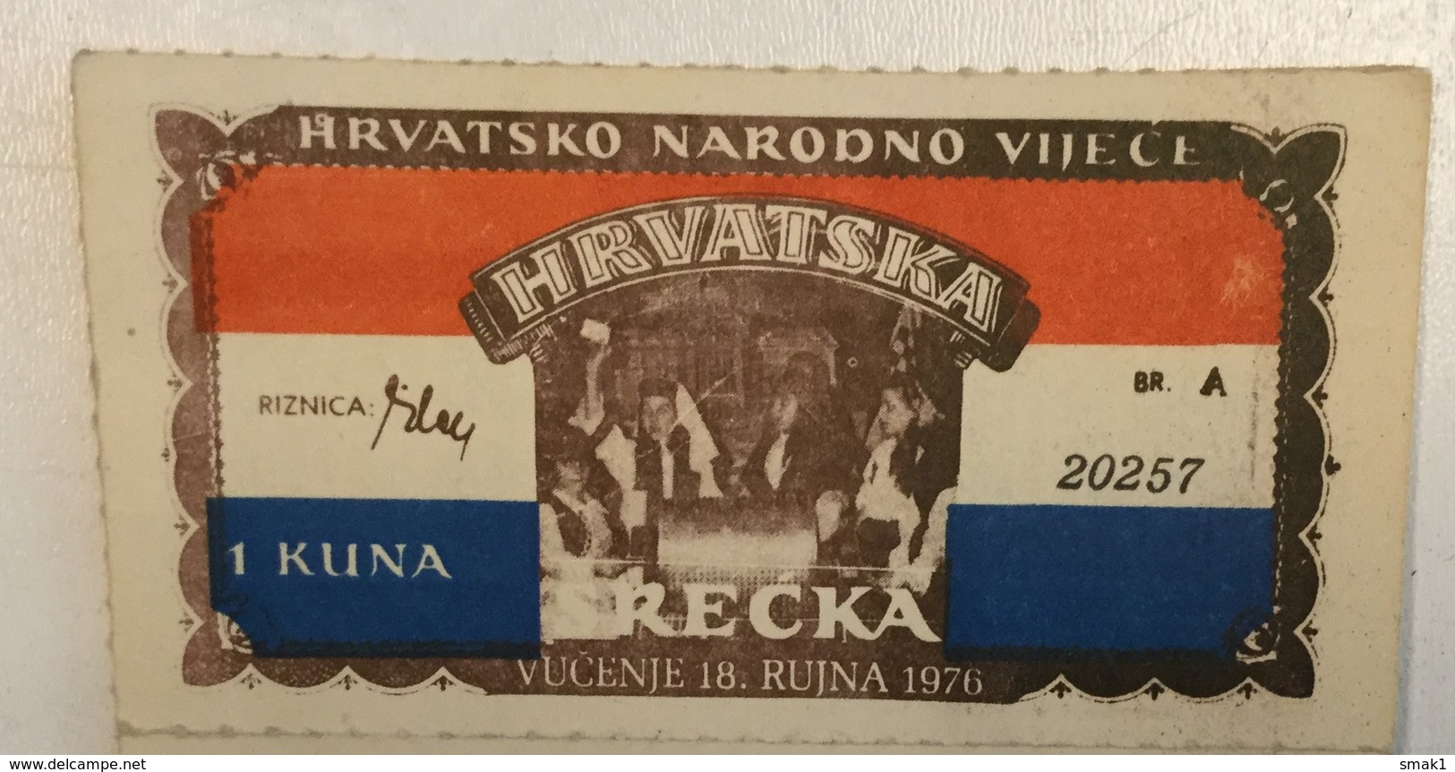 LOTTERY    Croatia  1976.  Emigracija   Hrvatsko Narodno Vijece - Lotterielose