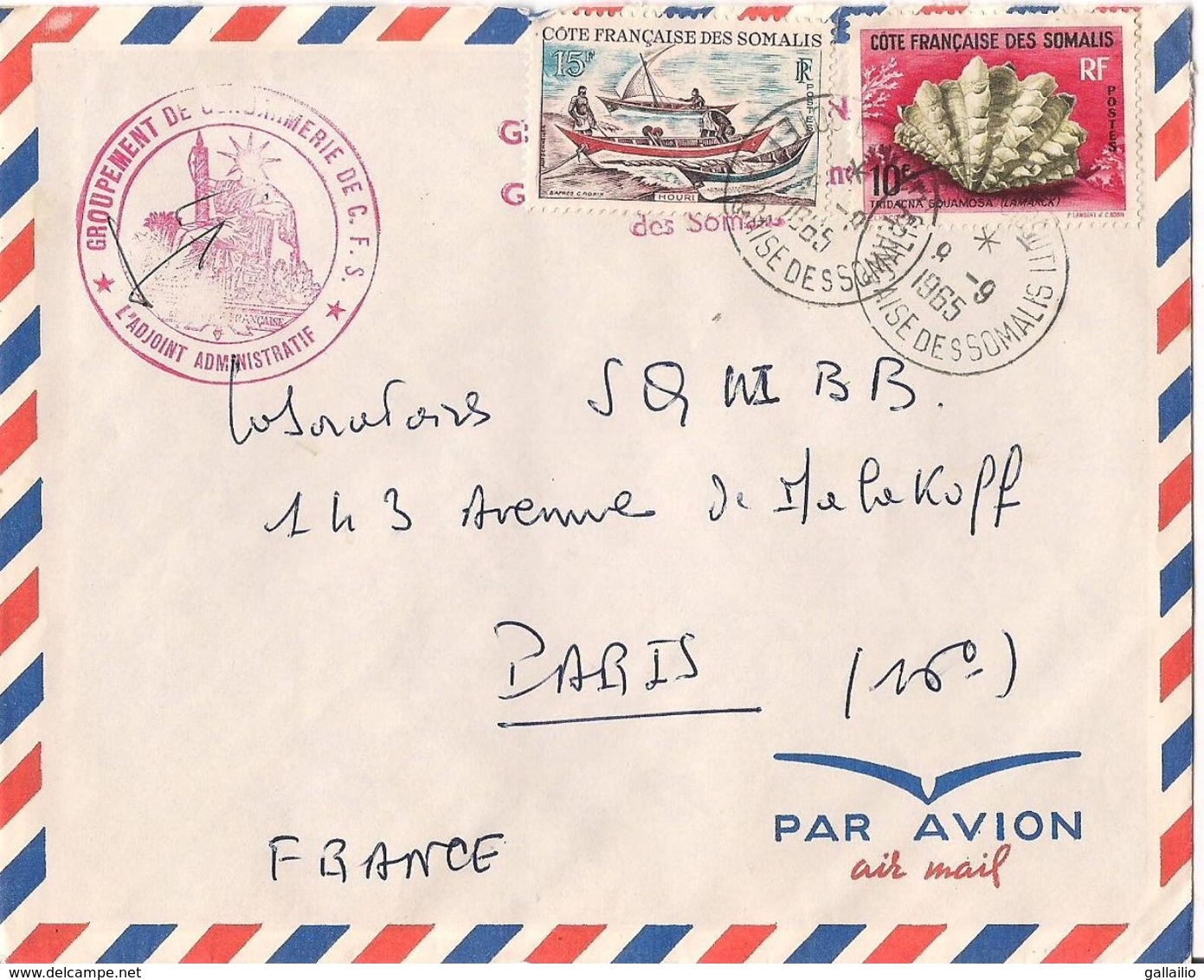 MARCOPHILIE COTE FRANCAISE DES SOMALIS DE 1965 TP NO 312 ET 320 YT - Lettres & Documents