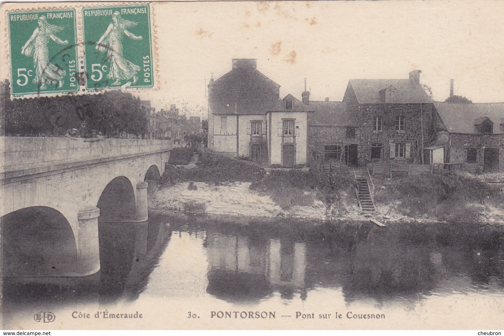 50. PONTORSON. CPA. PONT SUR LE COUESNON. ANNÉE 1918 - Pontorson