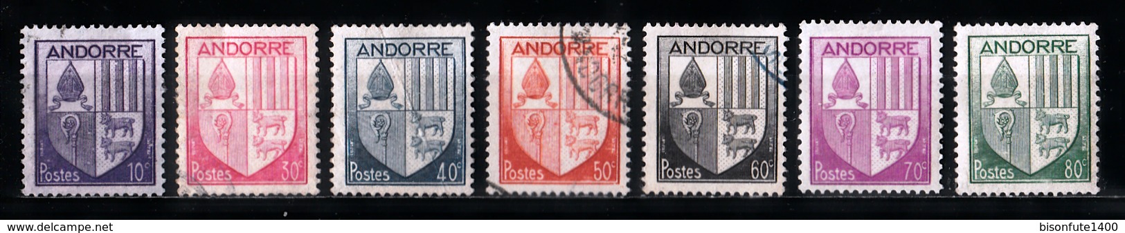 Andorre Français 1944 - 1946 : Timbres Yvert & Tellier N° 93 - 94 - 95 - 96 - 97 - 98 Et 99. - Oblitérés