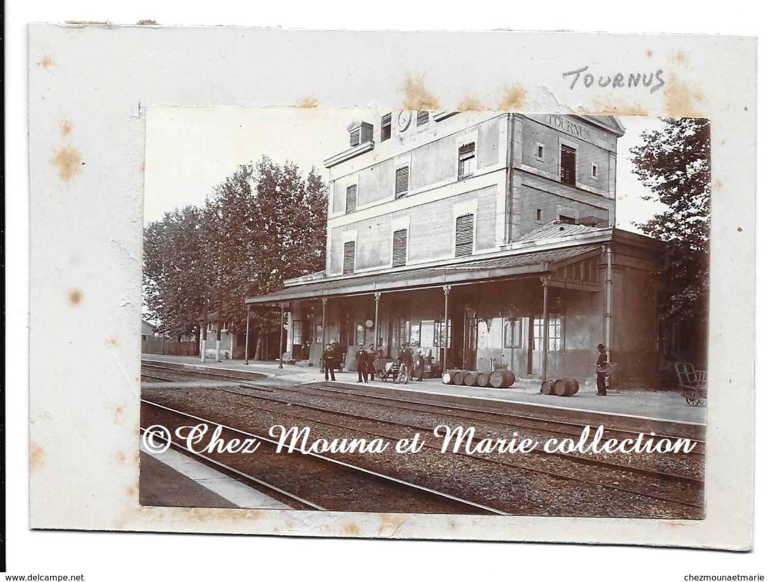 TOURNUS - LA GARE - SAONE ET LOIRE - CDV PHOTO 11 X 8 CM SUR 14 X 10 CM - Trains