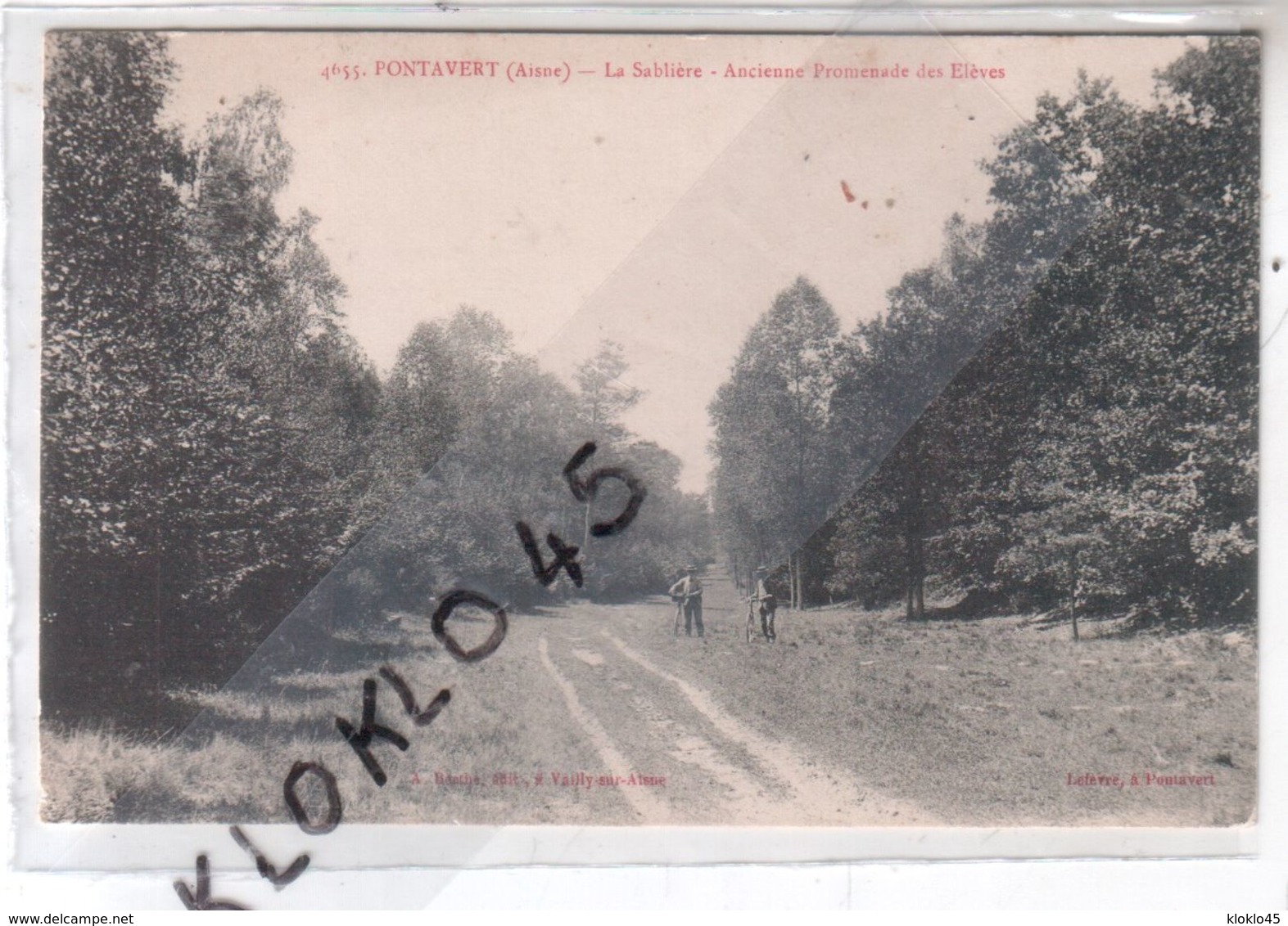 02 PONTAVERT ( Aisne ) - A Sablière - Ancienne Promenade Des Elèves - Animé Deux Hommes Bicyclette... - CPA  Bertlie - Autres & Non Classés