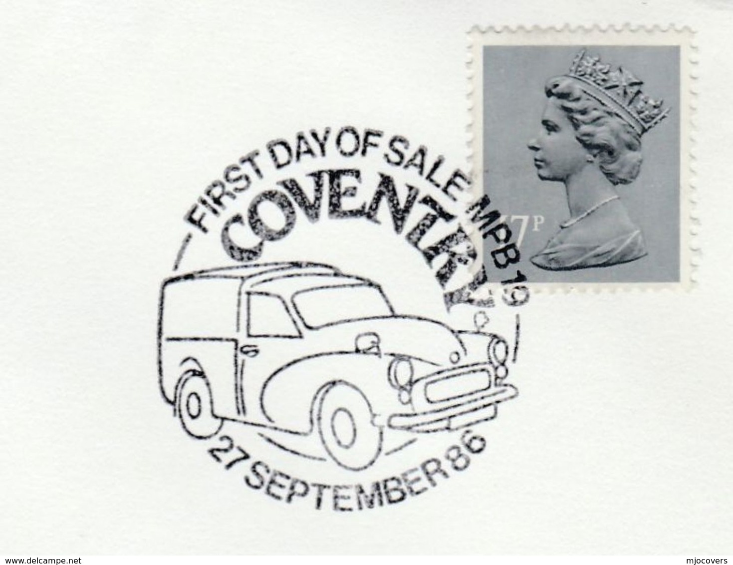1986 COVENTRY MPB POST VAN  EVENT COVER GB  Stamps Car - Cars