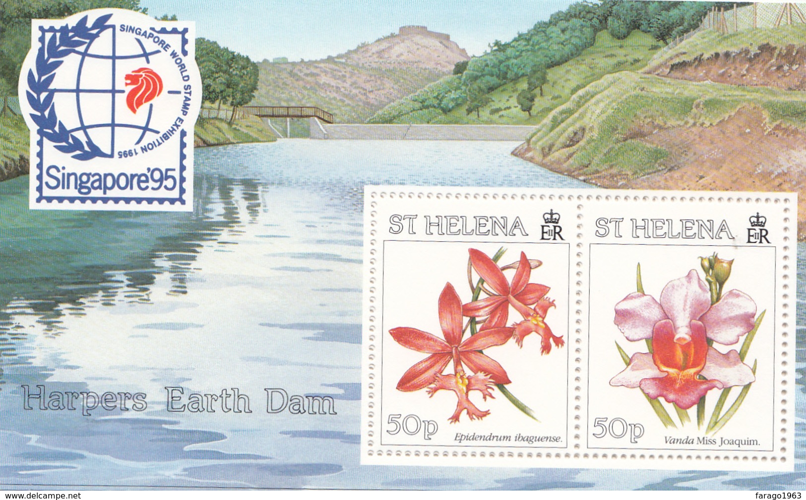 1995 St. Helena Orchids Souvenir Sheet Complete MNH - Saint Helena Island