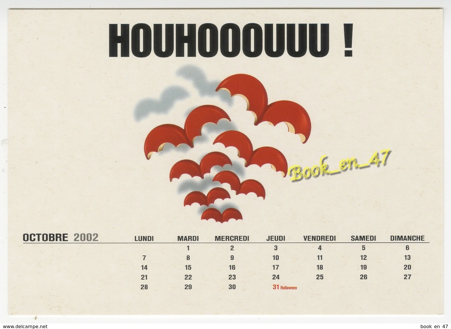 {74144} CP Publicité Babybel , 360° De Bonheur , Houhooouuu ! ; Calendrier Octobre 2002 - Publicité