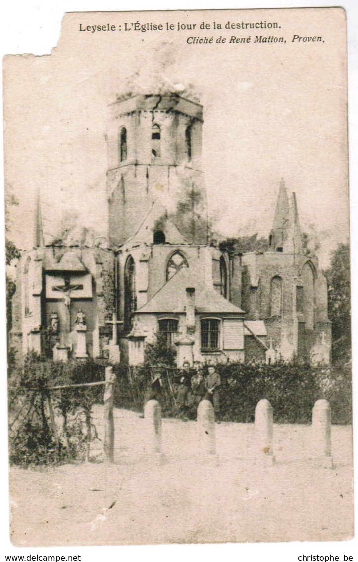 Leysele, Leisele, L'Eglise Le Jour De La Destruction, Cliché René Matton Proven (pk44172) - Alveringem