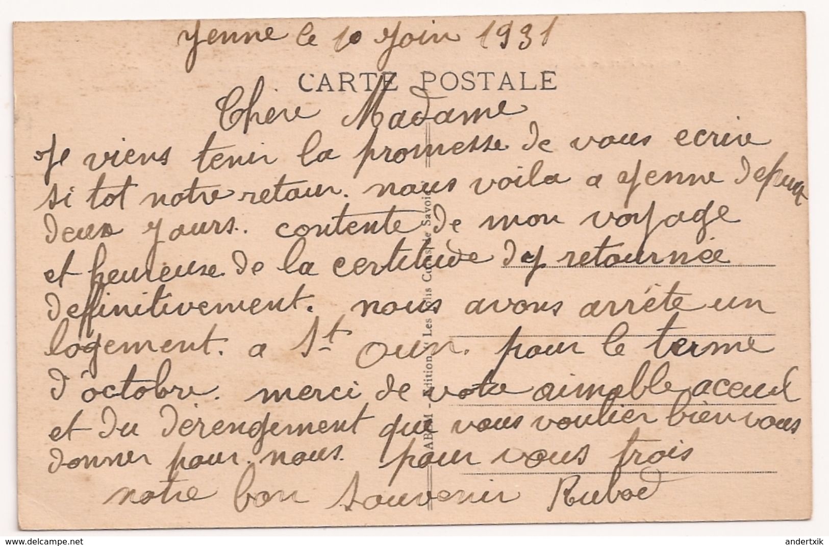 (AHE1) Francia, Antigua, Pierre Chatel, Stampless 1931 - Autres & Non Classés